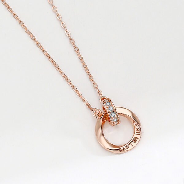Minimalist Double Ring Pendant Necklace – Couple Design - Image 3
