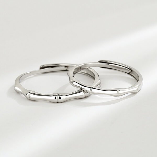 Bamboo Harmony Couple Rings – Sterling Silver Matching Bands - Image 2