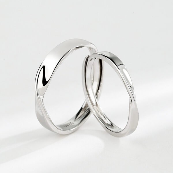 Minimalist Twist Couple Rings – Sterling Silver Matching Bands - Image 4