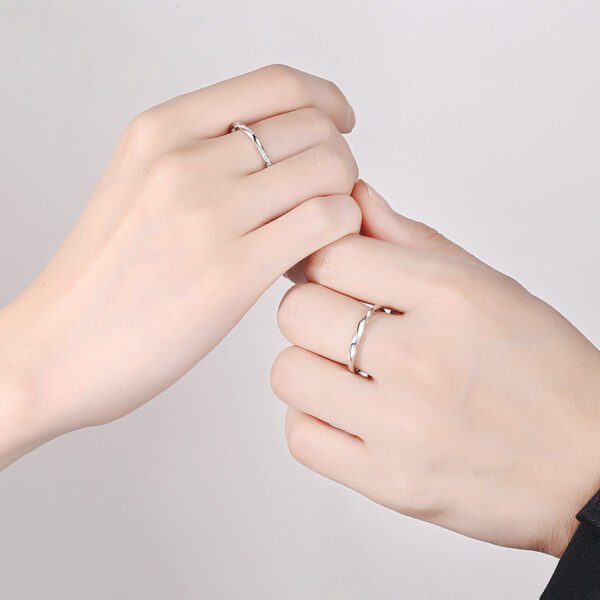 Twist Stream Couple Rings – Sterling Silver Matching Bands - Image 6