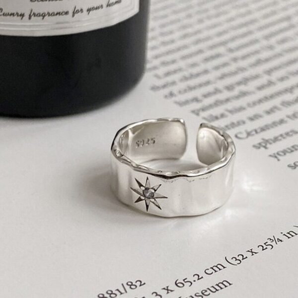 North Star Open Couple Rings – Sterling Silver Adjustable Bands - Image 3