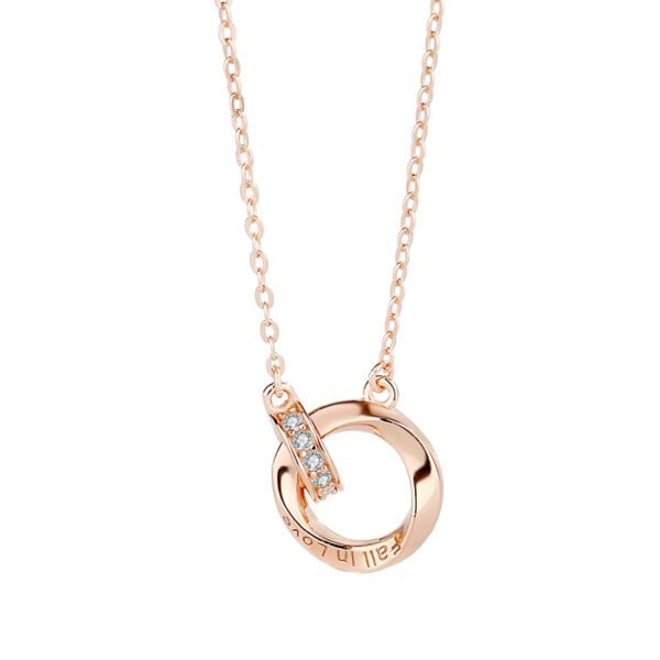 Minimalist Double Ring Pendant Necklace – Couple Design