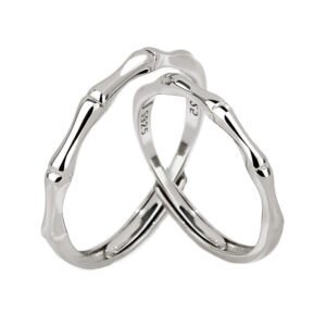 Bamboo Harmony Couple Rings – Sterling Silver Matching Bands