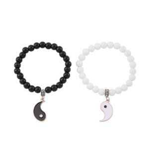 Yin and Yang Couple Bracelets – Beaded Matching Set