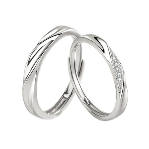 Eternal Twist Couple Rings – Sterling Silver Promise Bands