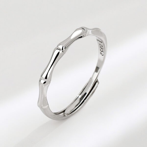 Bamboo Harmony Couple Rings – Sterling Silver Matching Bands - Image 6